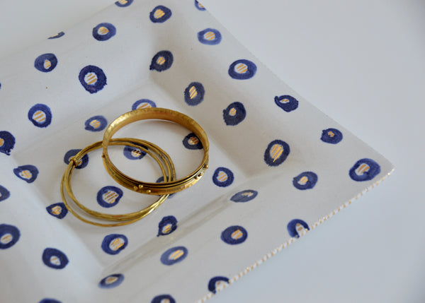 Gold, Blue and White platter I